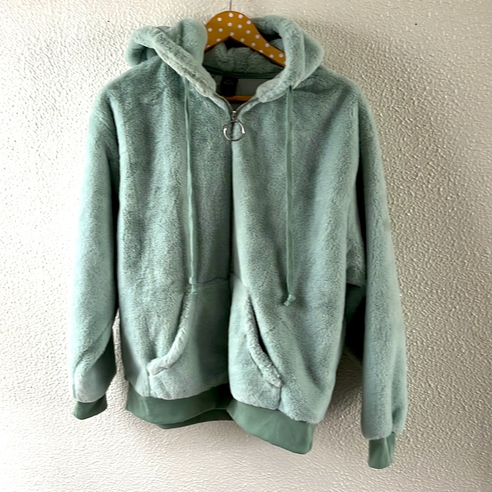 Women’s XS/S Mint Green Fur Wild Fable Hooded Jacket